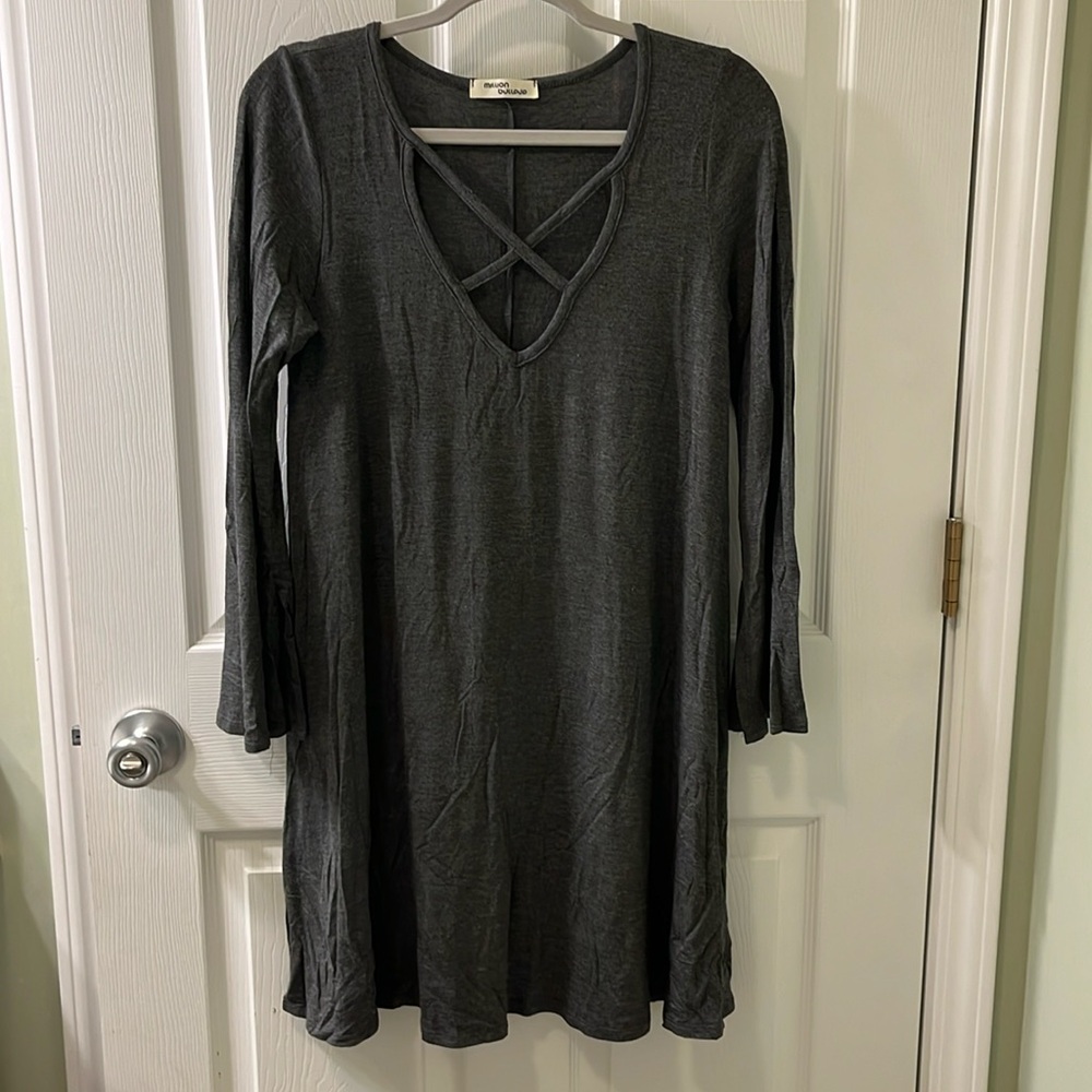 Charcoal gray long sleeve dress